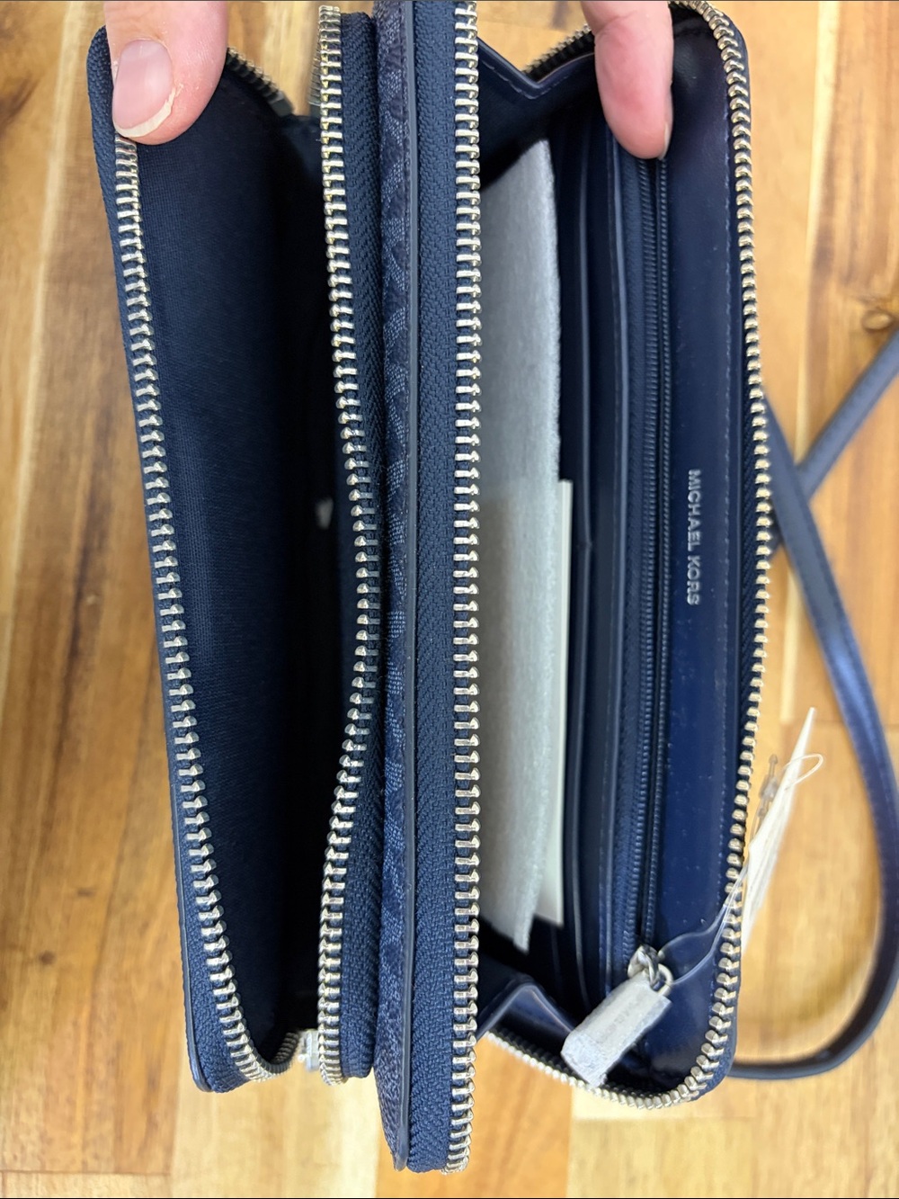 Michael Kors Dark Blue MK Monogram Crossbody Wallet - Picture 3 of 4